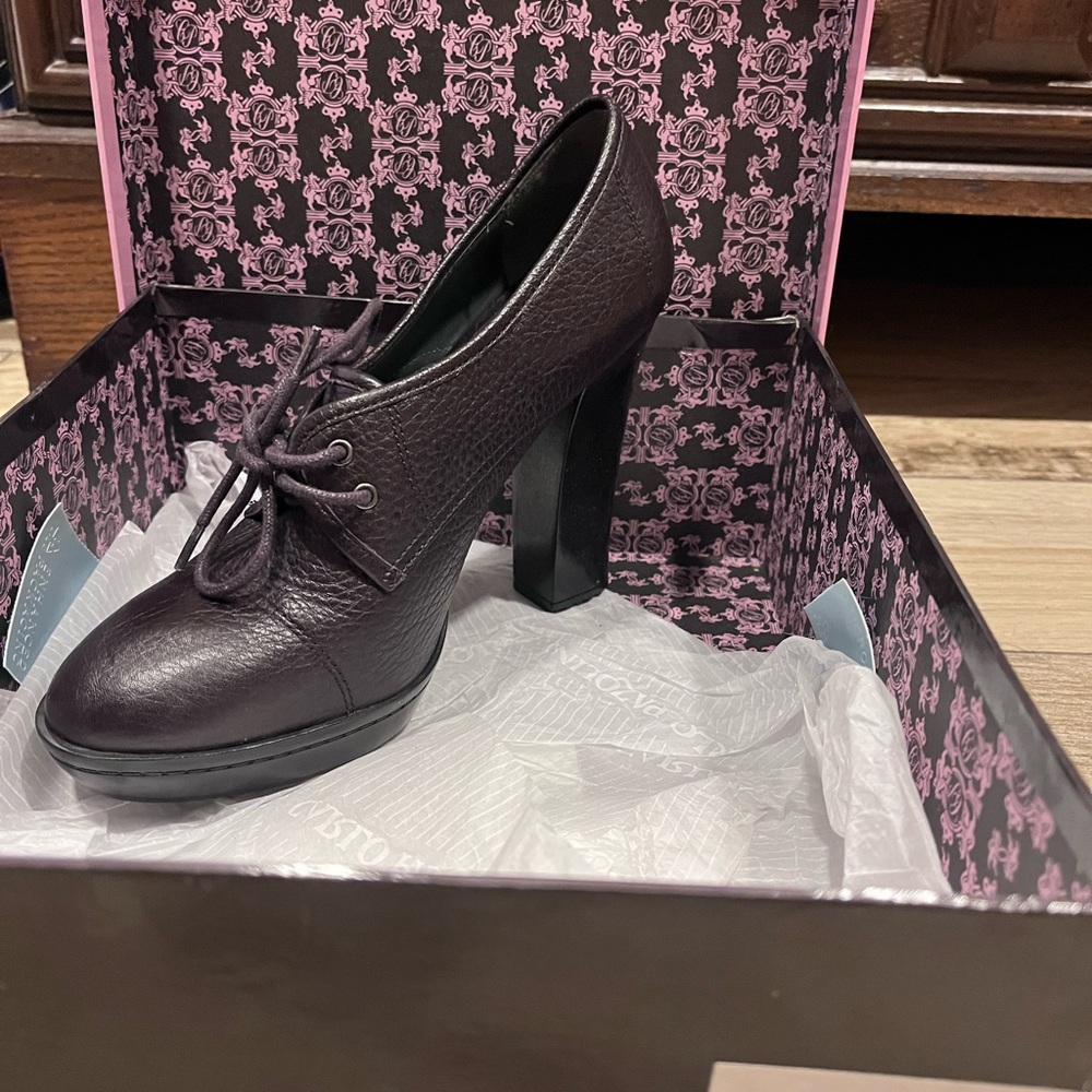 Chic Purple Leather Women's Heels